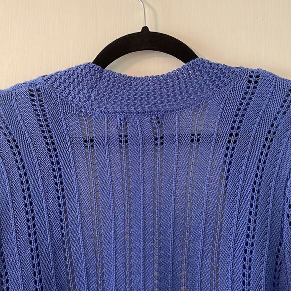 Napa Valley periwinkle blue open stitch open front cardigan PXL - Picture 4 of 8